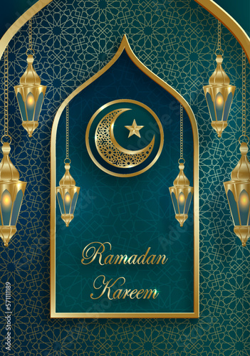 Ramadan Kareem design on Islamic background