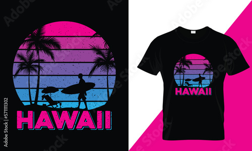 Hawaii beach retro t-shirt design