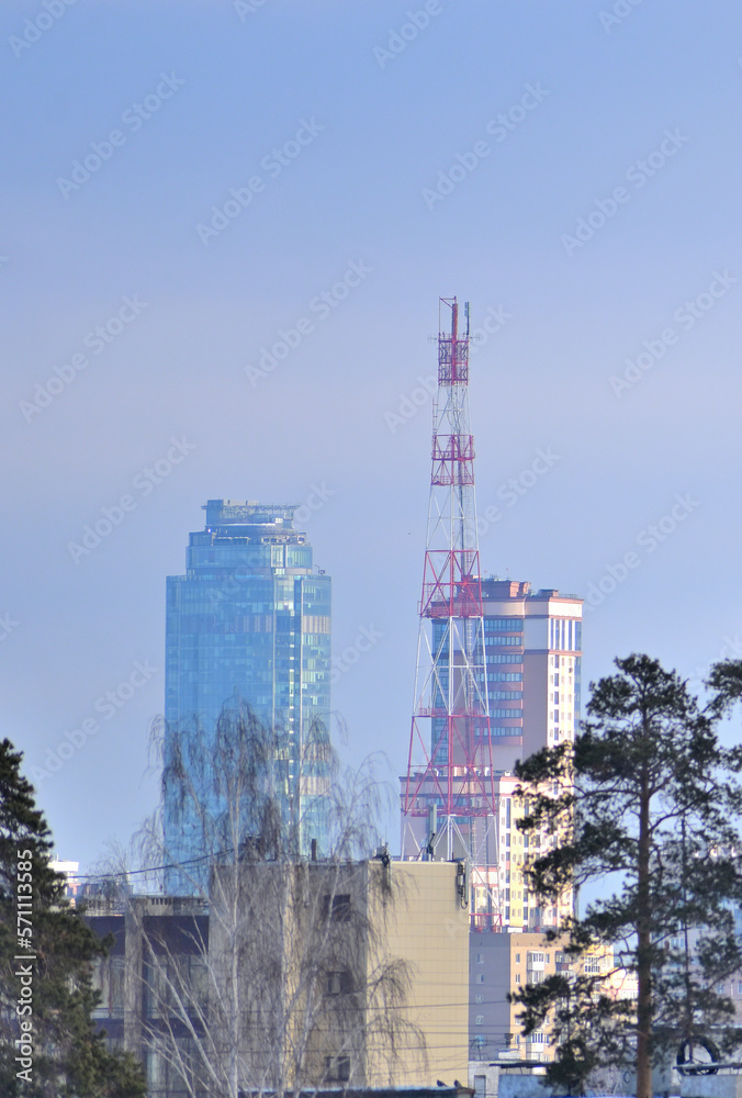 Fototapeta premium A fragment of the urban landscape on a winter day