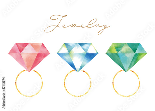 colourful jewelry drawn in watercolor