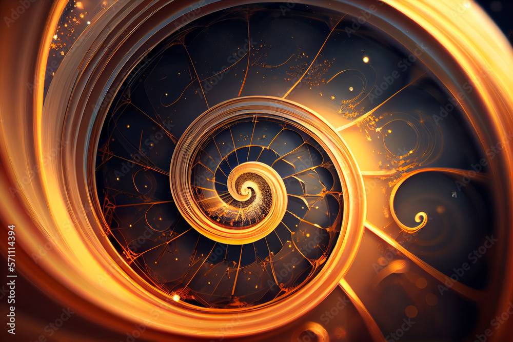 Abstract space background with golden spiral. Astrology and astronomy ...