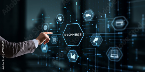Businessman clicks E-commerce Global Business Digital Marketing © Funtap