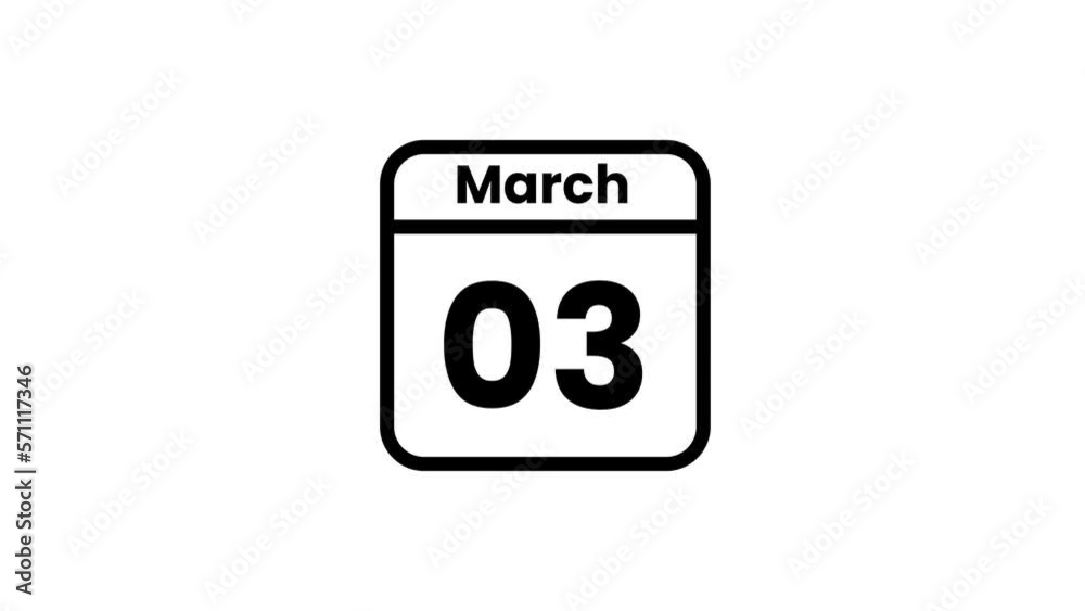 03 March calendar icon animation
