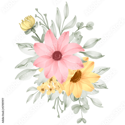 daisy flower bouquet watercolor