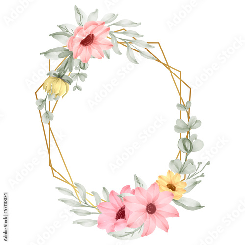 daisy flower watercolor frame decoration