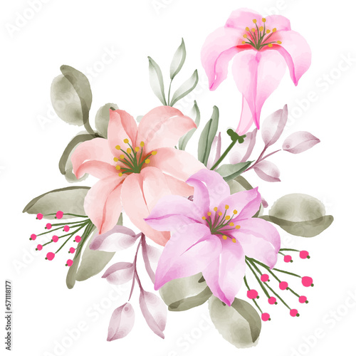 lily flower watercolor bouquet decoration