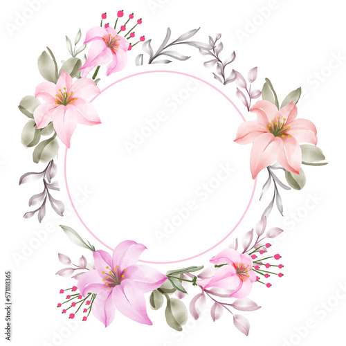 lily flower watercolor frame decoration