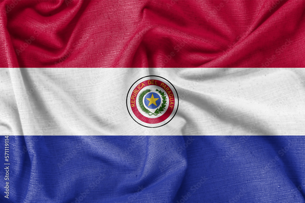 Obraz premium Paraguay country flag background realistic silk fabric