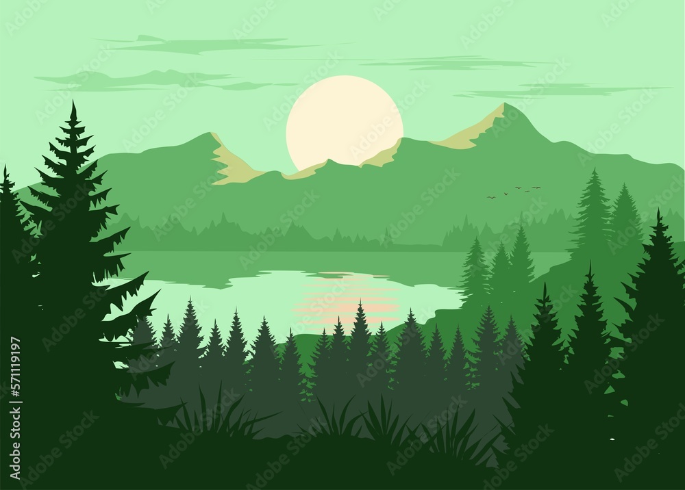 Fototapeta premium landscape with mountains and trees