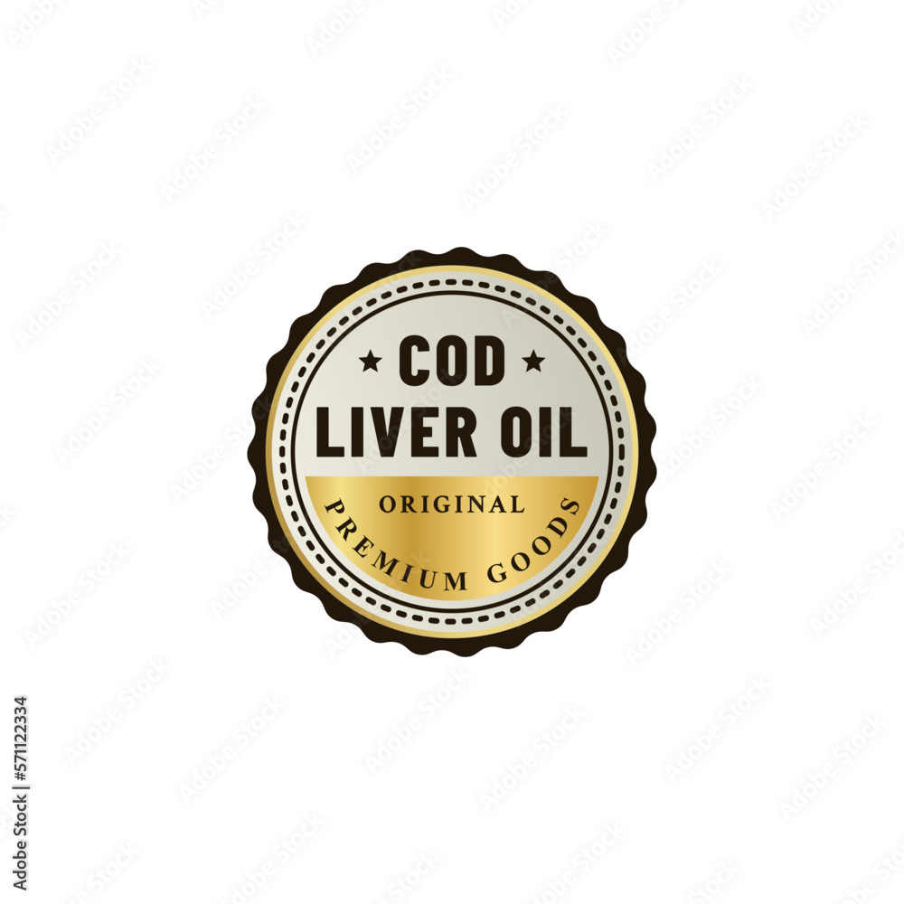 Cod liver oil label or Cod liver oil stamp vector isolated on white