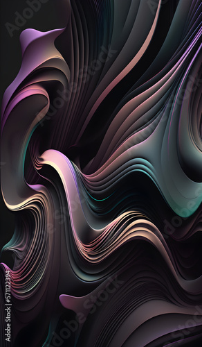 Dark Pastel Flowing Lines: Dynamic 3D Abstract Background with a Sense of Movement