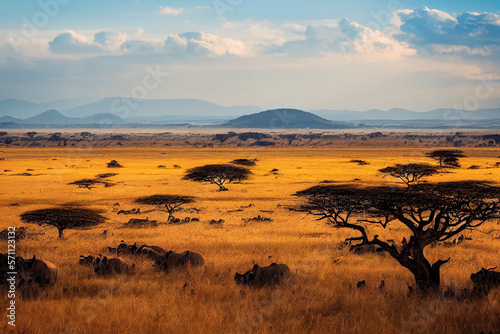 Wallpaper of serengeti landscape background. Generative ai