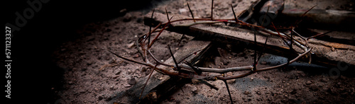 Jesus Christ Hammer And Bloody Nails And Crown Of Thorns