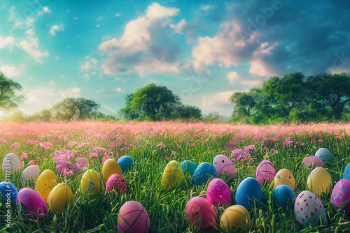 Happy easter background wallpaper. Generative ai