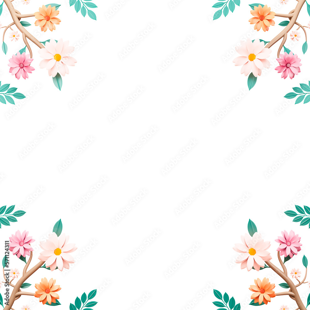 Spring concept Daisy flower frame cutout