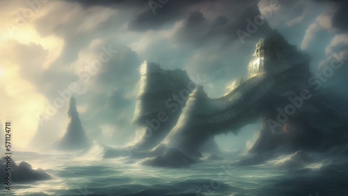 Fantasy stormy seas illustration