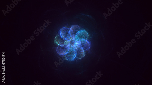 3D rendering abstract blue fractal light background