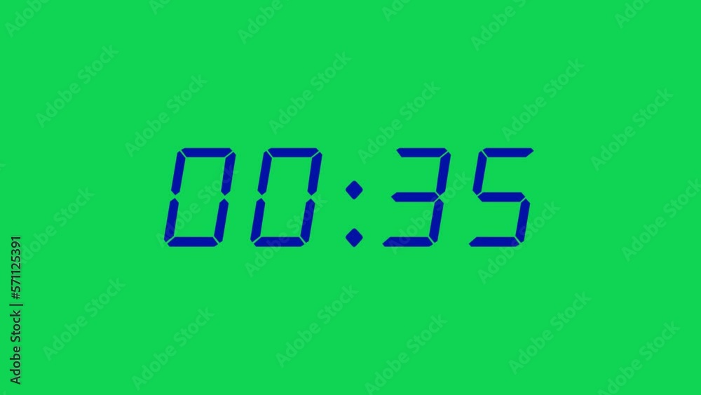 Simple Blue and Green Screen 40 seconds digital alarm clock countdown timer. Navy Blue color digits on Chroma Key Green Screen colour display with no milliseconds. Simple Blue and Green Screen 40 seconds digital alarm clock countdown timer. Navy Blue color digits on Chroma Key Green Screen colour display with no milliseconds.