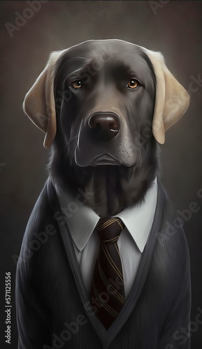 Portrait of a Retriever Labrador in a Business Suit, Ready for Action. GENERATED AI. © AI Indigo