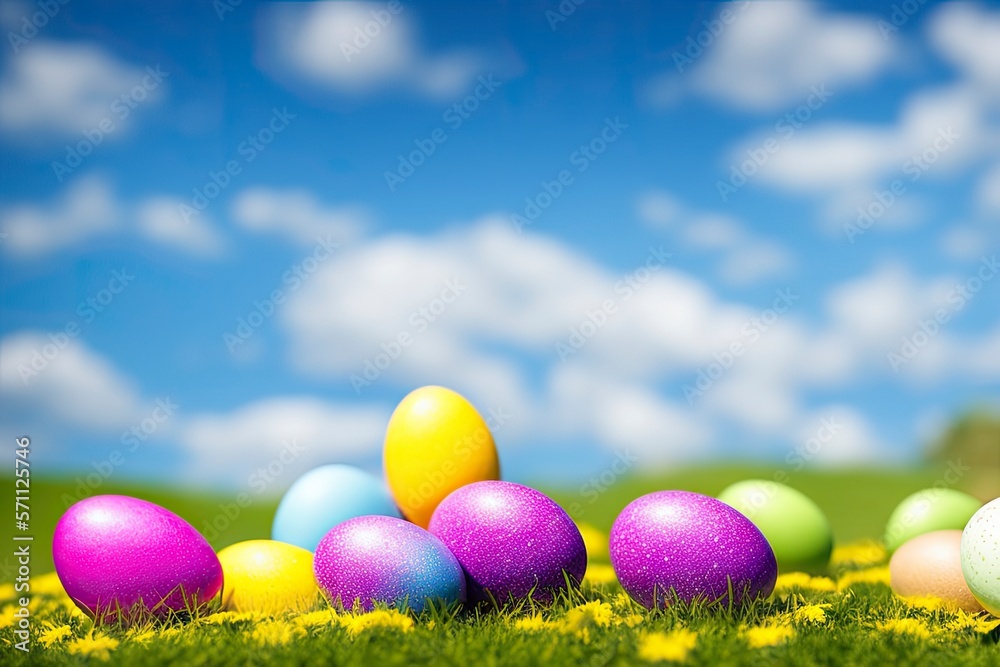 easter eggs on grass