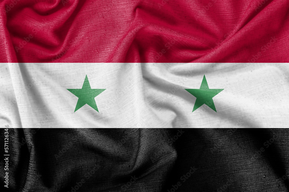 Syria country flag background realistic silk fabric Syria country flag background realistic silk fabric