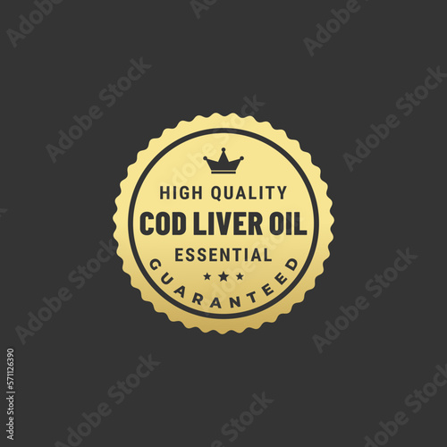 Gold Cod liver oil label or Cod liver oil stamp vector isolated on white background. The best Cod liver oil label for premium product. Cod liver oil stamp or seal for any design.