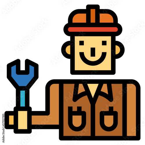 electrician filled outline icon style