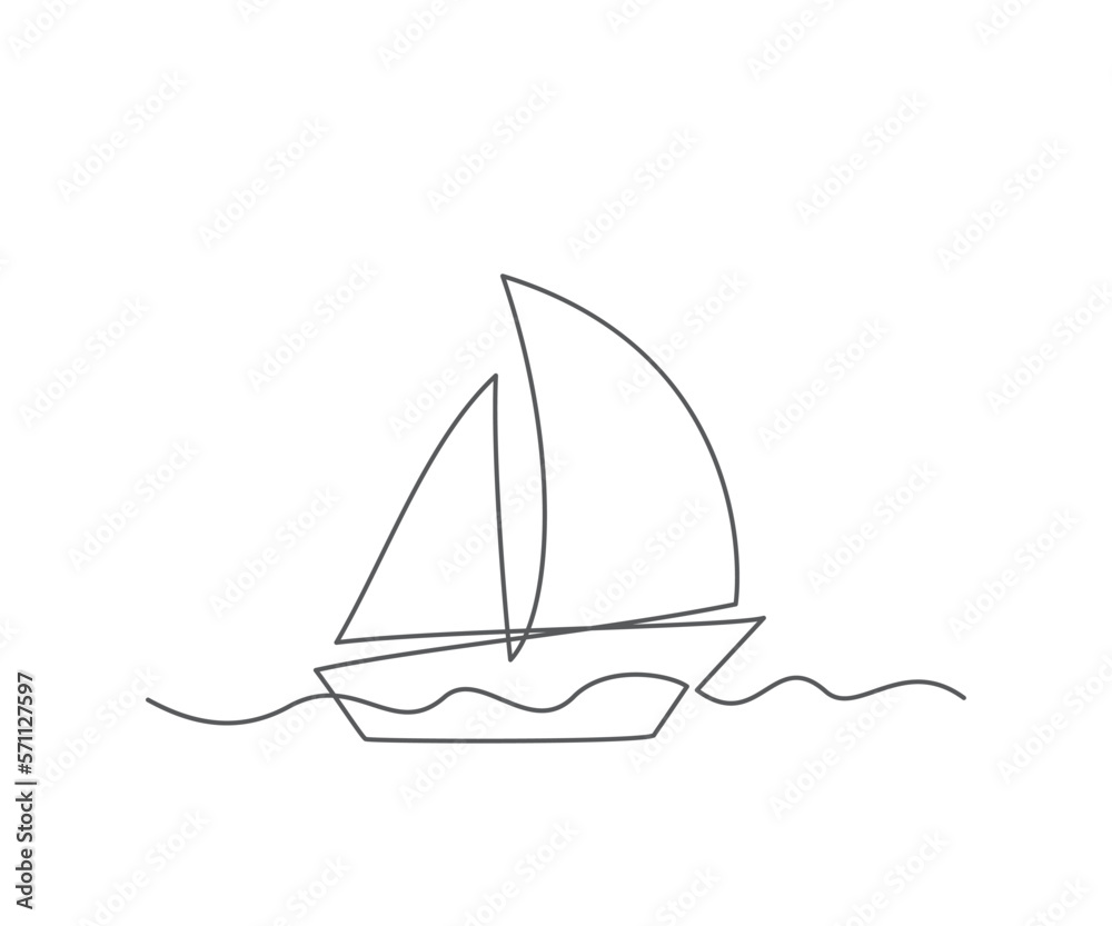 Boat One line drawing on white background