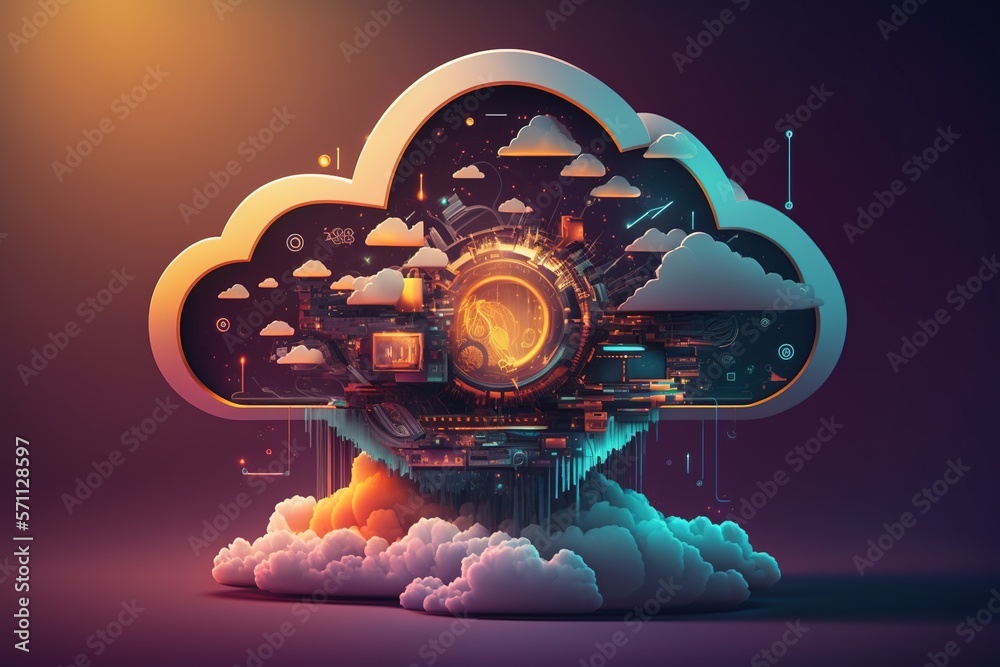 Cloud computing technology concept. Futuristic illustration | generative AI
