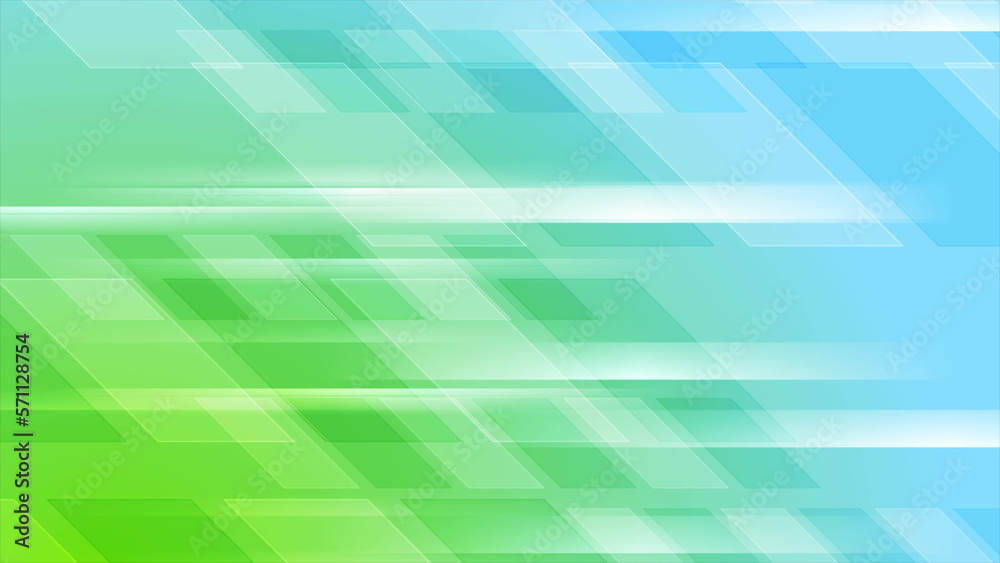 Obraz premium Green blue shiny geometric tech abstract background