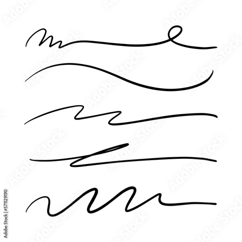 strokes, underlines, highlighter marker strokes, wave brush marks.