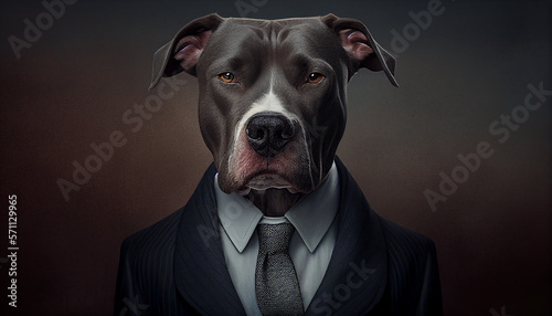 Dog dressed in a formal business suit, A Majestic Dog in Business Suit, Generative AI