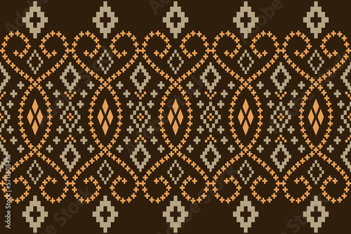 Nature vintages cross stitch traditional ethnic pattern paisley flower Ikat background abstract Aztec African Indonesian Indian seamless pattern for fabric print cloth dress carpet curtains and sarong