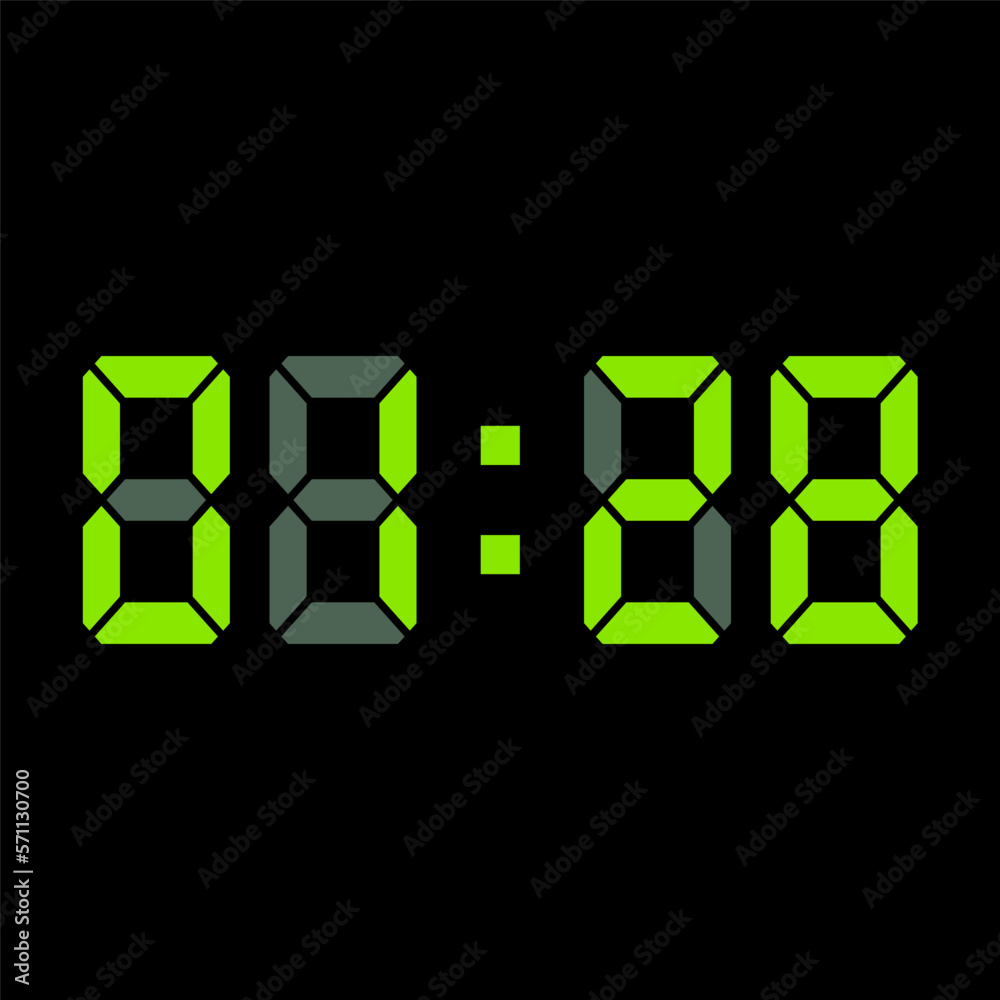 Digital clock vector illustration, time icon Digital clock vector illustration, time icon