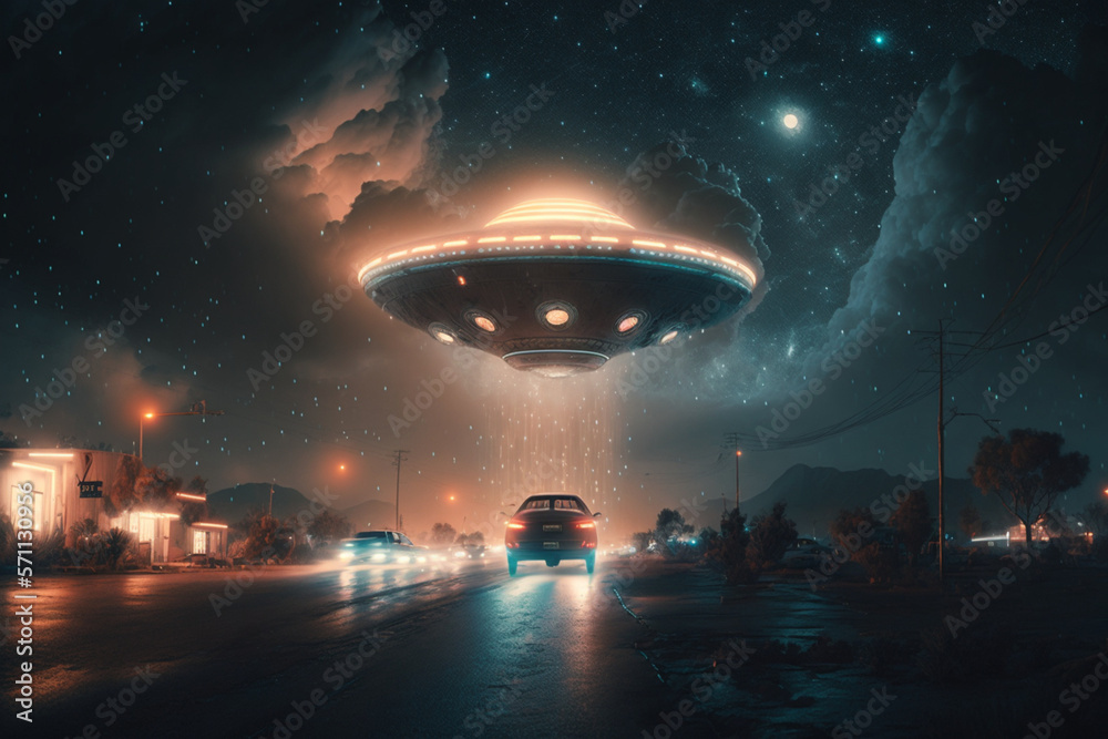 Stargazing on the Highway: A Close Encounter with a UFO, generated by IA Stargazing on the Highway: A Close Encounter with a UFO, generated by IA