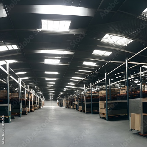 Minimalist Warehouse Interiors: Streamlined Spaces with Clean Lines & Industrial Charm - Created Using Generative AI Tools