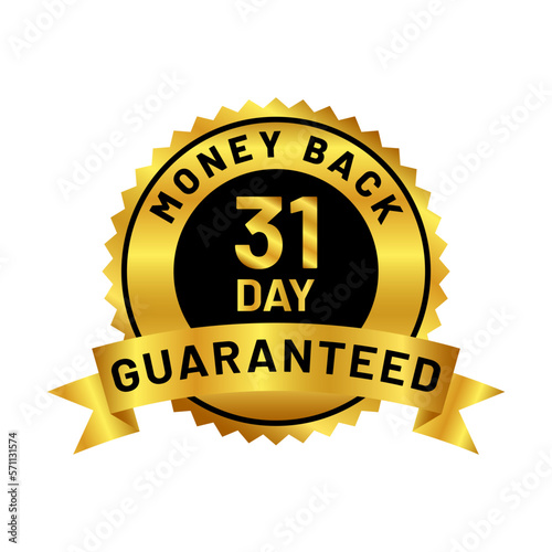 money back guaranteed badge in gold color