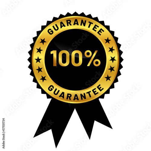 satisfaction guaranteed badge design in gold color