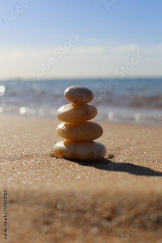 Canvas Print cairn on the beach ocean sea zen
