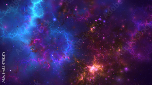 Abstract fractal art background which suggests gaseous clouds and stars in space.