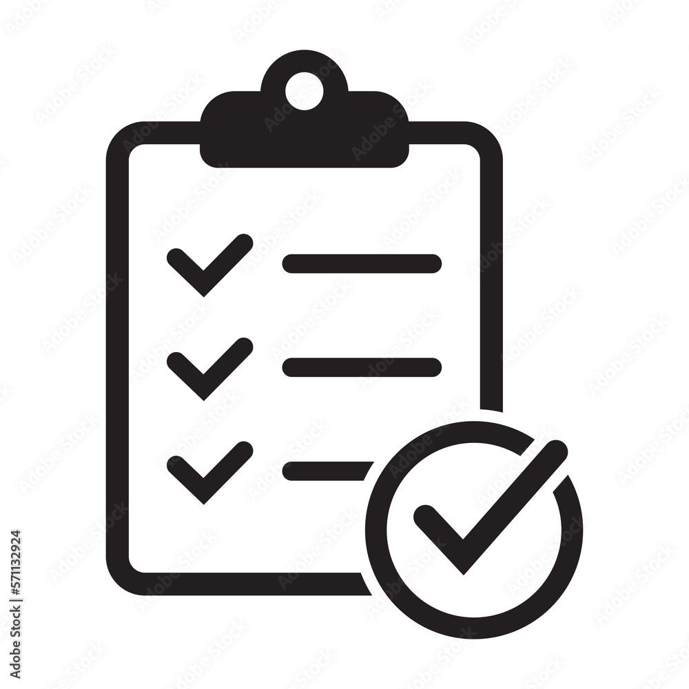 Clipboard with mark icon in flat style isolated on background. Checklist sign symbol for web site and app design. Clipboard with mark icon in flat style isolated on background. Checklist sign symbol for web site and app design.