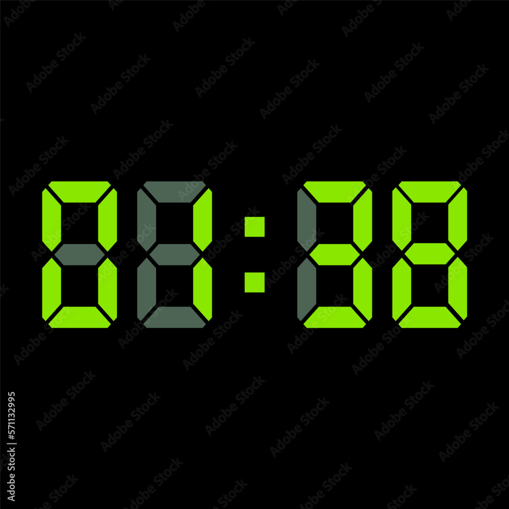 Digital clock vector illustration, time icon Digital clock vector illustration, time icon