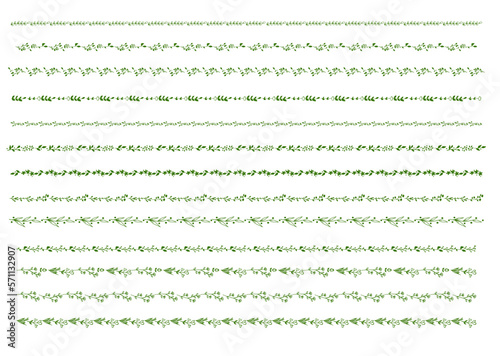 手書きの草木のラインセット