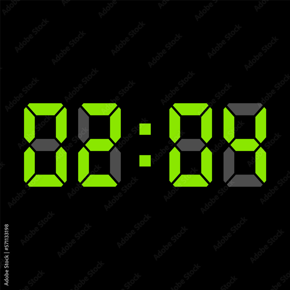 Digital clock vector illustration, time icon Digital clock vector illustration, time icon