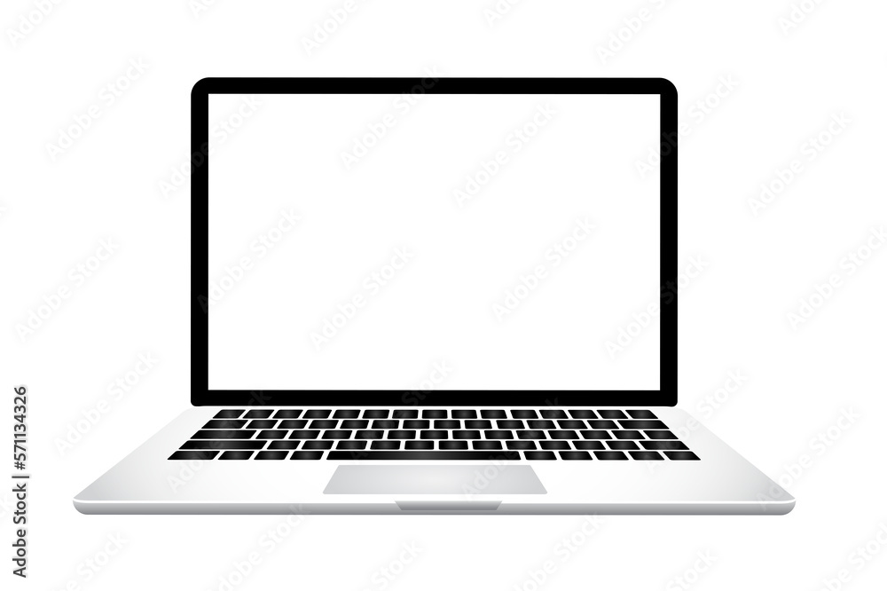 Realistic perspective front laptop with keyboard isolated incline 90 degree. Computer notebook with empty screen template. Front view of mobile computer with keypad backdrop. Digital equipment Realistic perspective front laptop with keyboard isolated incline 90 degree. Computer notebook with empty screen template. Front view of mobile computer with keypad backdrop. Digital equipment