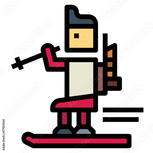 Biathlon ski filled outline icon style