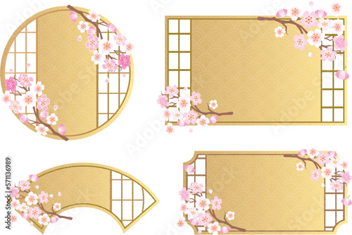 桜　春　花びら　フレーム枠　背景