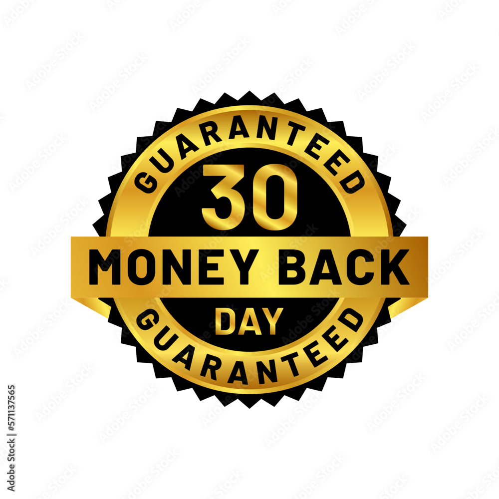 money back guaranteed badge in gold color