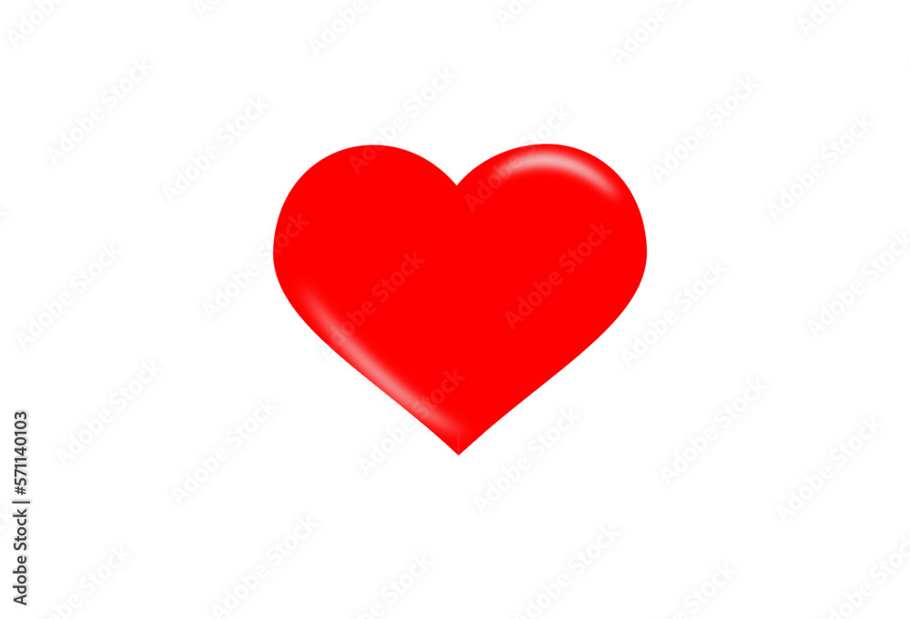 Red heart isolated on white background.