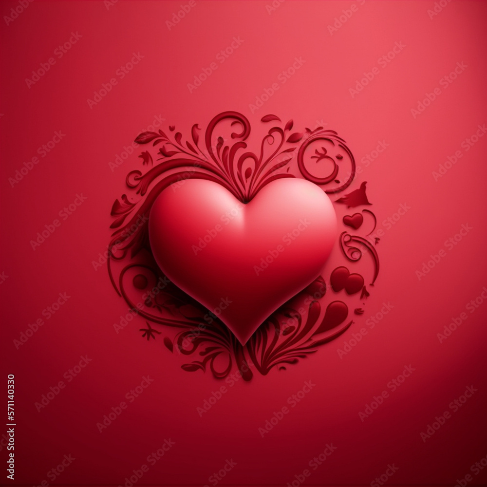 Illustration red love fantasy logo on a red background. Background and valentine concept.